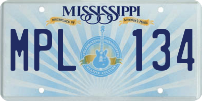 MS license plate MPL134