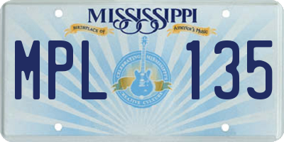 MS license plate MPL135