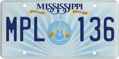 MS license plate MPL136