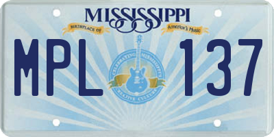 MS license plate MPL137
