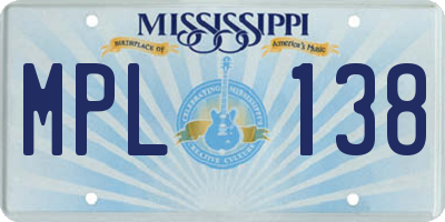 MS license plate MPL138