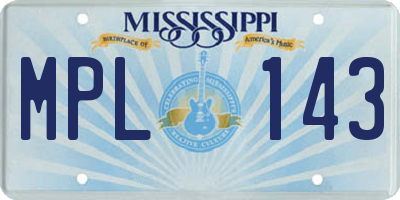 MS license plate MPL143