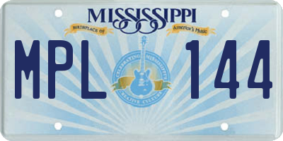 MS license plate MPL144