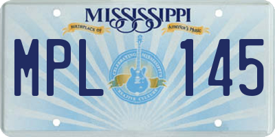 MS license plate MPL145