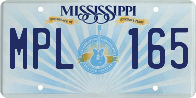 MS license plate MPL165