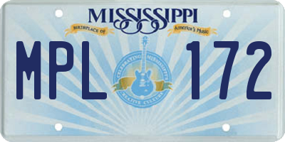 MS license plate MPL172