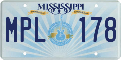 MS license plate MPL178