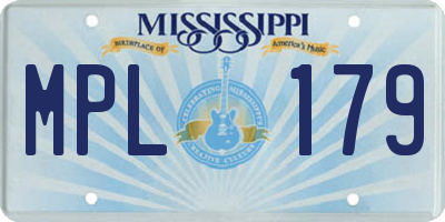 MS license plate MPL179