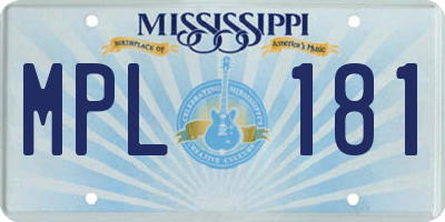 MS license plate MPL181