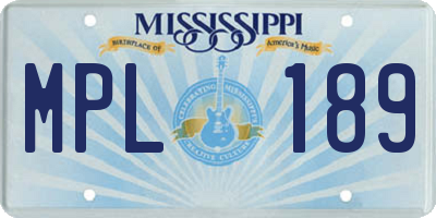 MS license plate MPL189