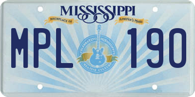 MS license plate MPL190