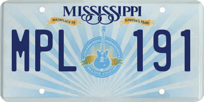 MS license plate MPL191