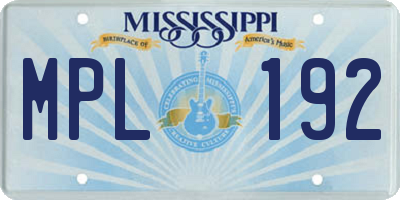 MS license plate MPL192