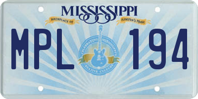 MS license plate MPL194