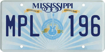 MS license plate MPL196