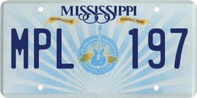 MS license plate MPL197