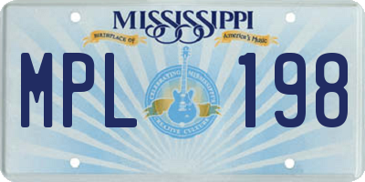 MS license plate MPL198