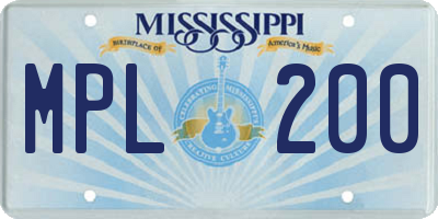MS license plate MPL200