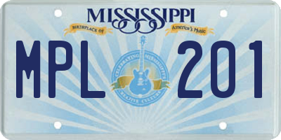 MS license plate MPL201