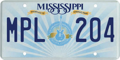 MS license plate MPL204