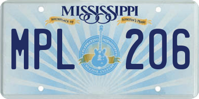 MS license plate MPL206