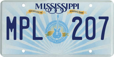 MS license plate MPL207