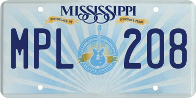MS license plate MPL208