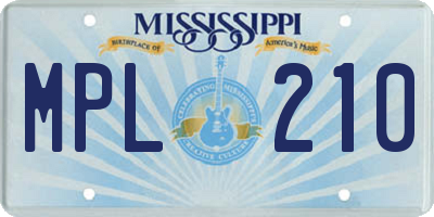 MS license plate MPL210