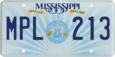MS license plate MPL213