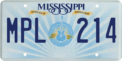 MS license plate MPL214
