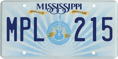 MS license plate MPL215