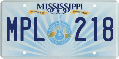 MS license plate MPL218