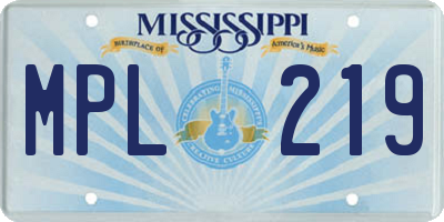 MS license plate MPL219