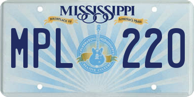 MS license plate MPL220