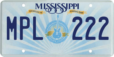 MS license plate MPL222