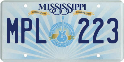 MS license plate MPL223