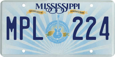 MS license plate MPL224