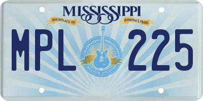 MS license plate MPL225
