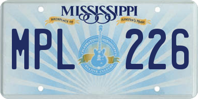 MS license plate MPL226