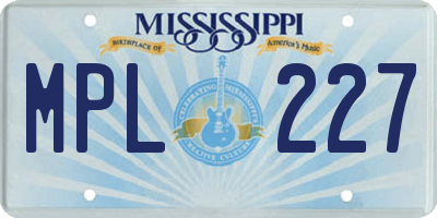 MS license plate MPL227
