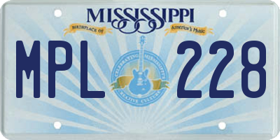 MS license plate MPL228