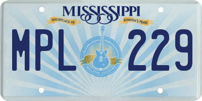 MS license plate MPL229