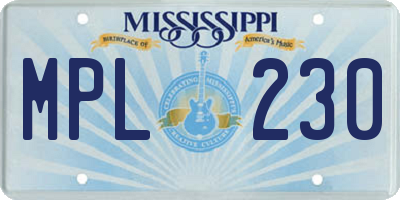 MS license plate MPL230