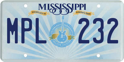 MS license plate MPL232