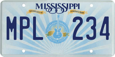 MS license plate MPL234