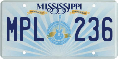 MS license plate MPL236