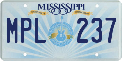 MS license plate MPL237