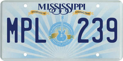 MS license plate MPL239
