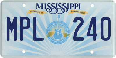 MS license plate MPL240