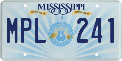MS license plate MPL241